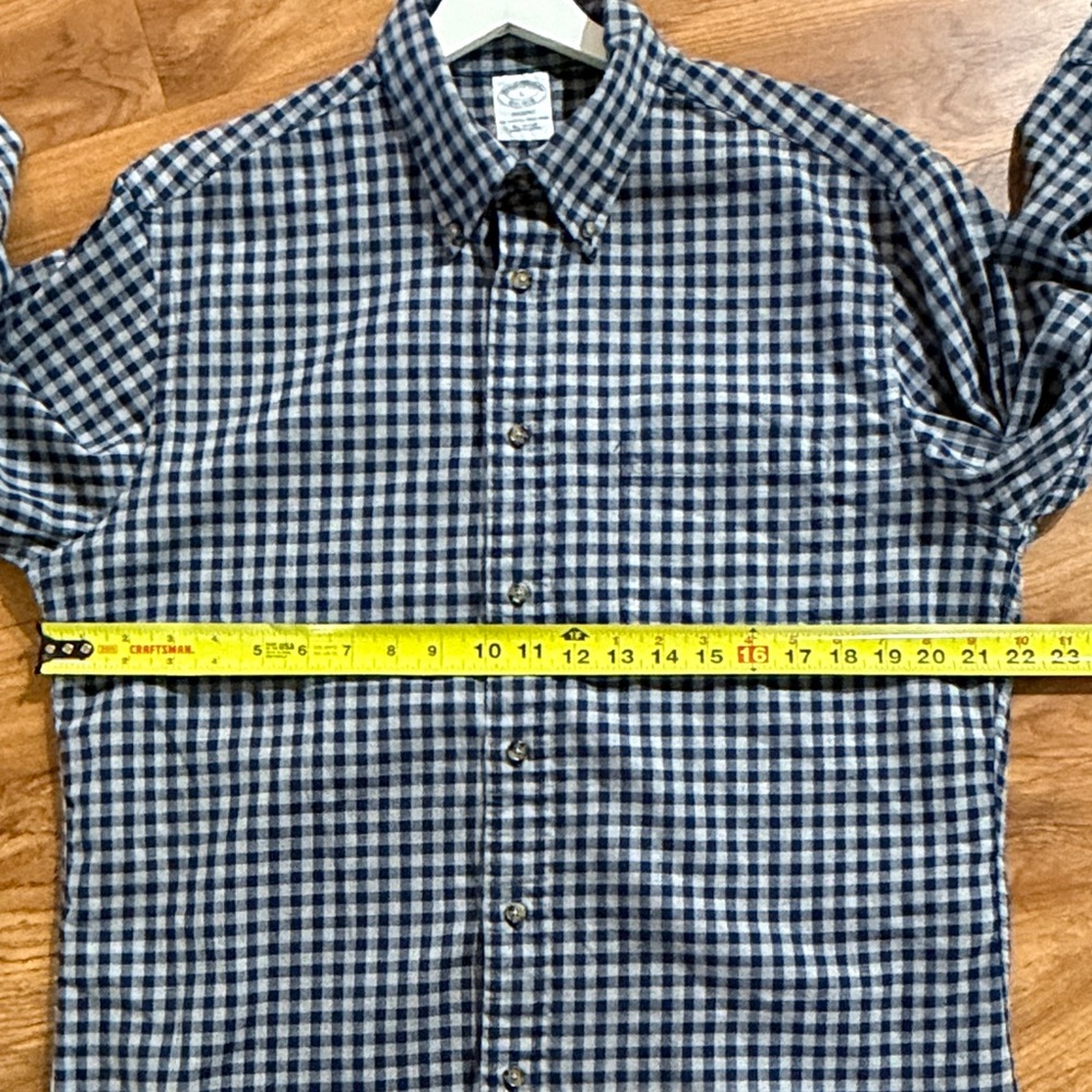 Brooks Brothers Men Large Navy/Gray Square Single Pocket Button Down Shirt Soft - Picture 8 of 11